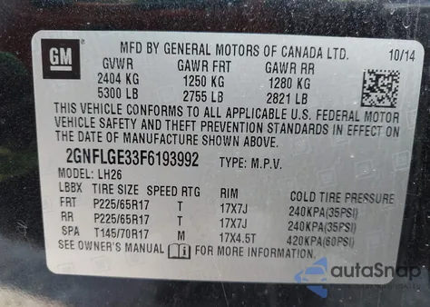 2015 Chevrolet Equinox 2Lt z USA, uszkodzony, nr VIN 2GNFLGE33F6193992